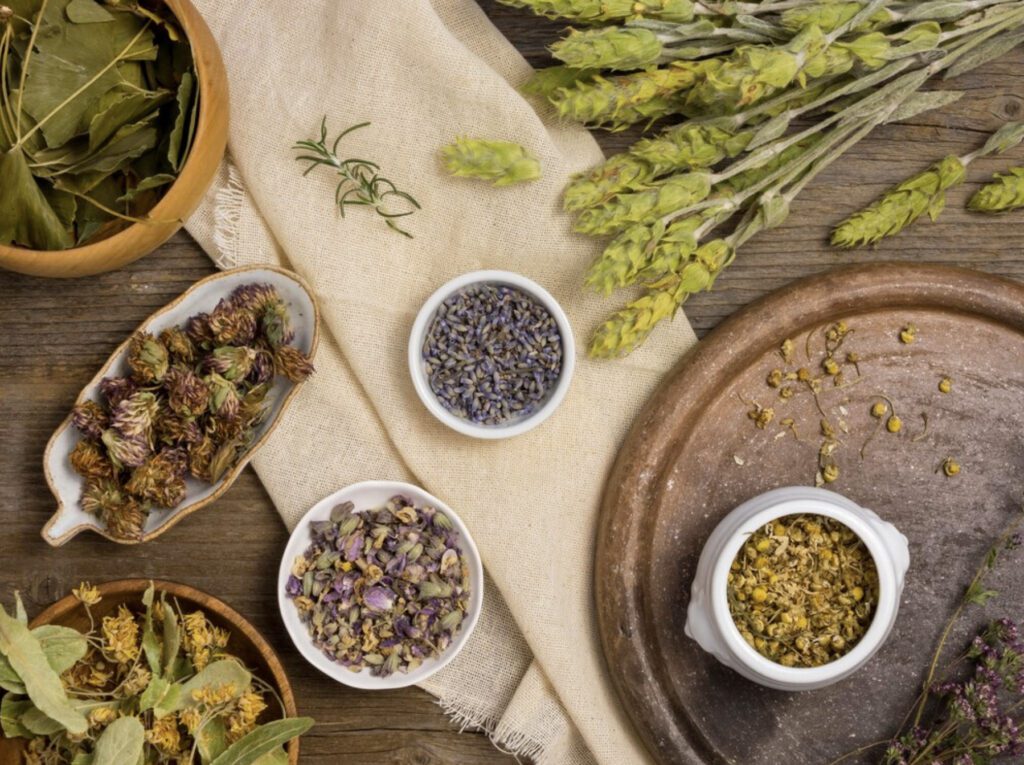 Natural medicinal spices and herbs containing terpene flavours.