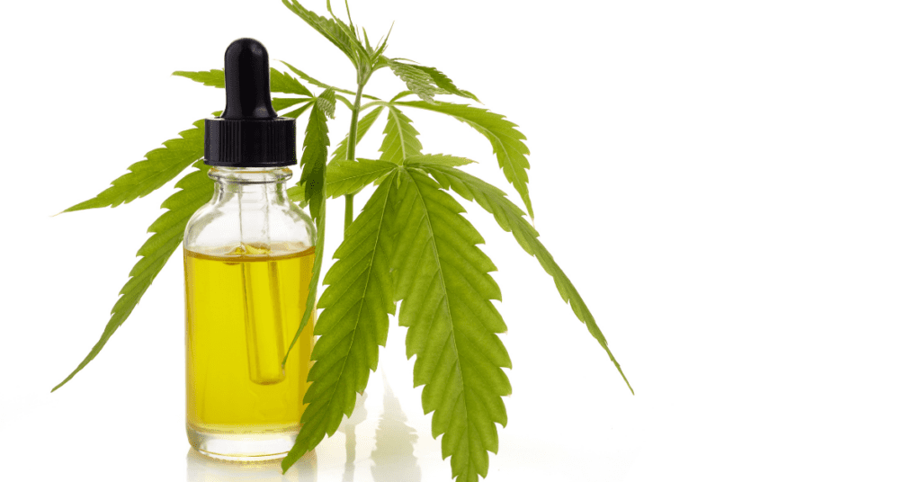 Image showing a plant and extracted terpene in form of oil.